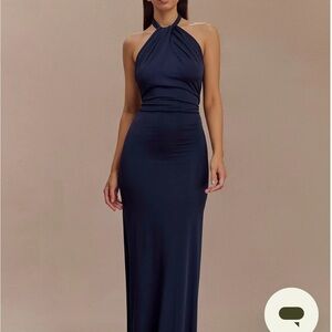 Elegant Navy Halter Maxi Dress (MESHKI)